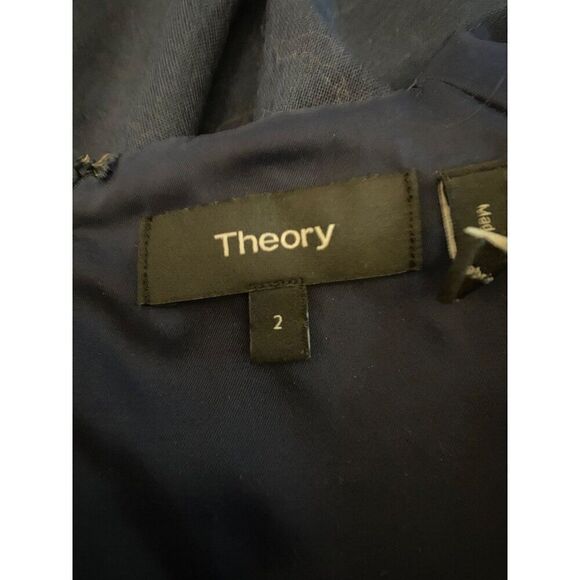 Theory women's Navy Blue A-Line knee length short sleeve lined Dress Size 2 - Picture 6 of 9